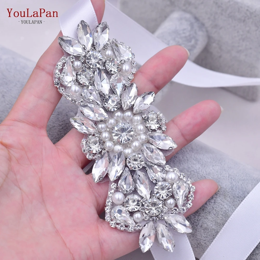 YouLaPan S86 Exquisite Small Sequin Belt Rhinestone Pearl Dress Accessories Gem Belt Bridal Wedding Sash Belt