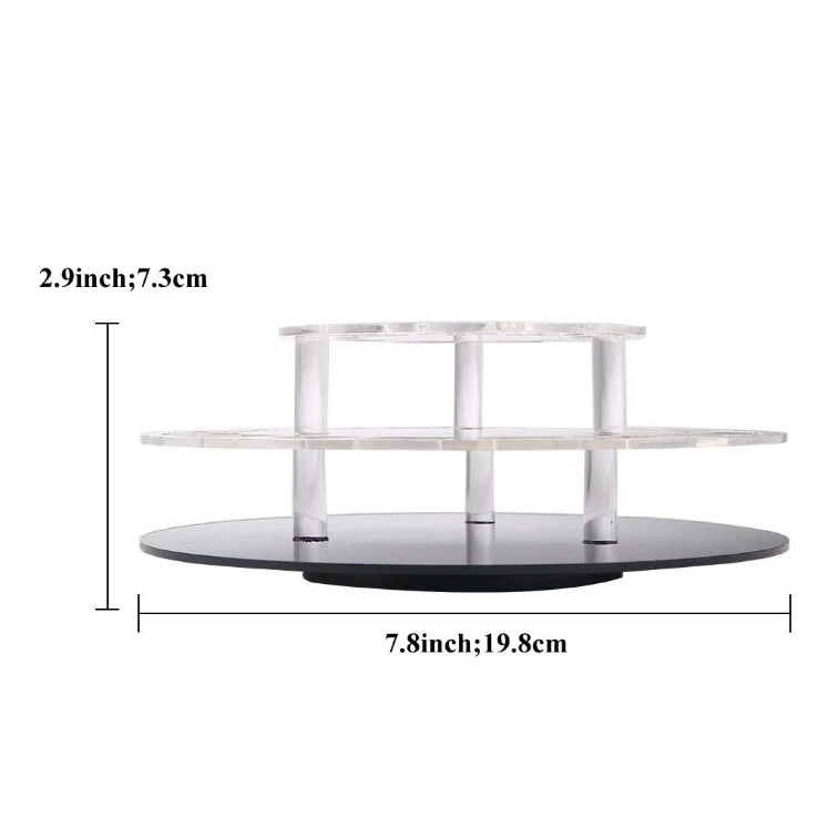 360 Rotating Acrylic 2 tiers  Circular Retail Display Racks For Lipstick Luxury Display  Rack Lip Gloss Display Stand