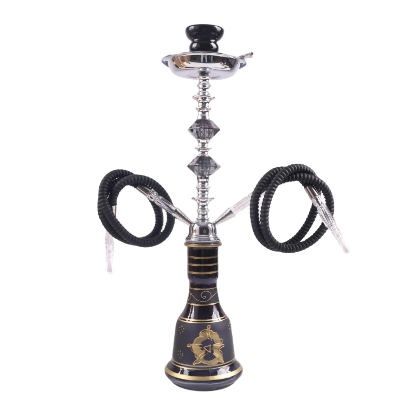Portable  2 Hoses Bar Shisha Hookah Set Stainless Steel Accessories Glass Base Smoking Sheesha Hookah