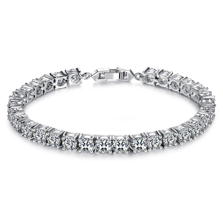 
Wholesale Silver Cubic Zirconia Bracelet Zircon Diamond Tennis Bracelet For Wedding Gift 