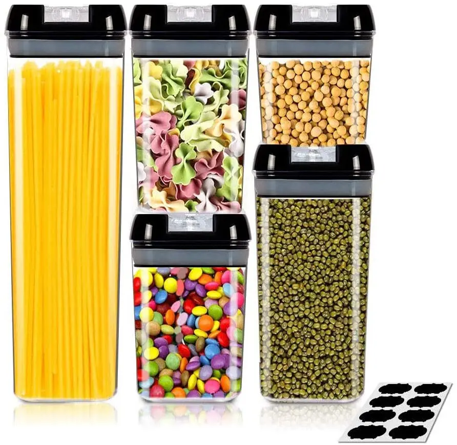 Лидер продаж на Amazon, набор из 5 высококачественных пластиковых прозрачных герметичных контейнеров для хранения пищевых продуктов с крышкой