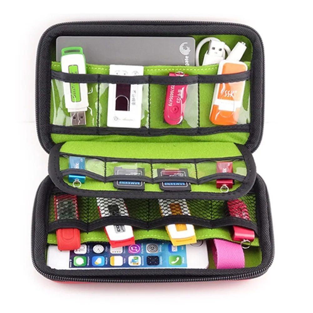 Portable Waterproof Shockproof Electronic Accessories Organizer Holder USB Flash Drive Bag (Black)