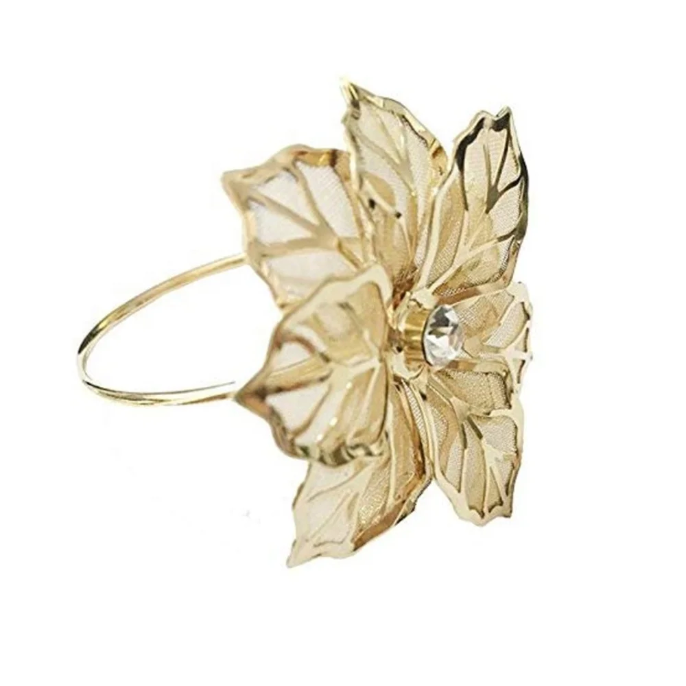 
Hot Sale Wholesale Crystal Diamante Gold Napkin Rings For Weddings 