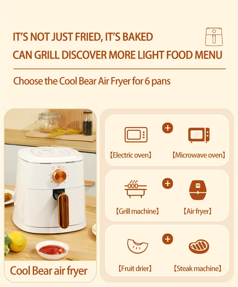 Hot Air Fryer 4L 1100W Electric Air Fryer Multi-functional Cookware Household Electric Air Fryer