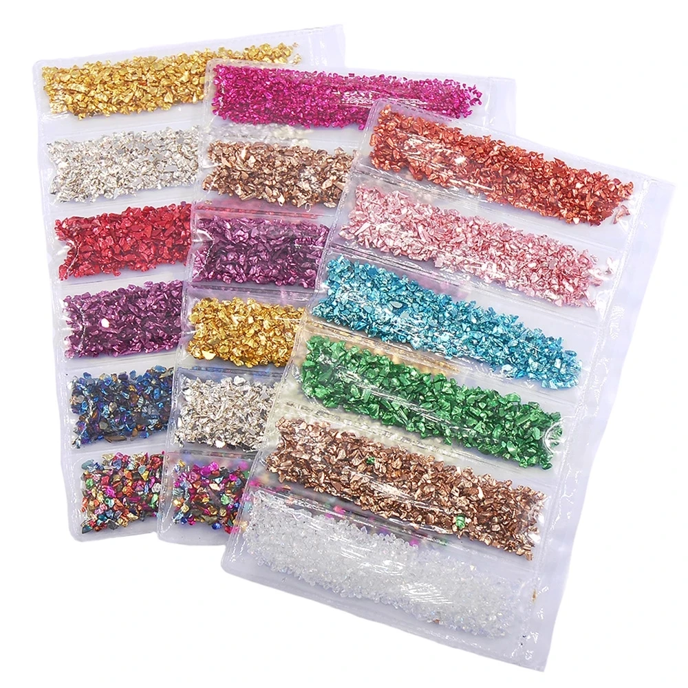 Multicolor Glass Crushed Nail Stone The Shape Of Irregular Glitter Sequins For Nail Art Manicure Crafts Decoration Accessory