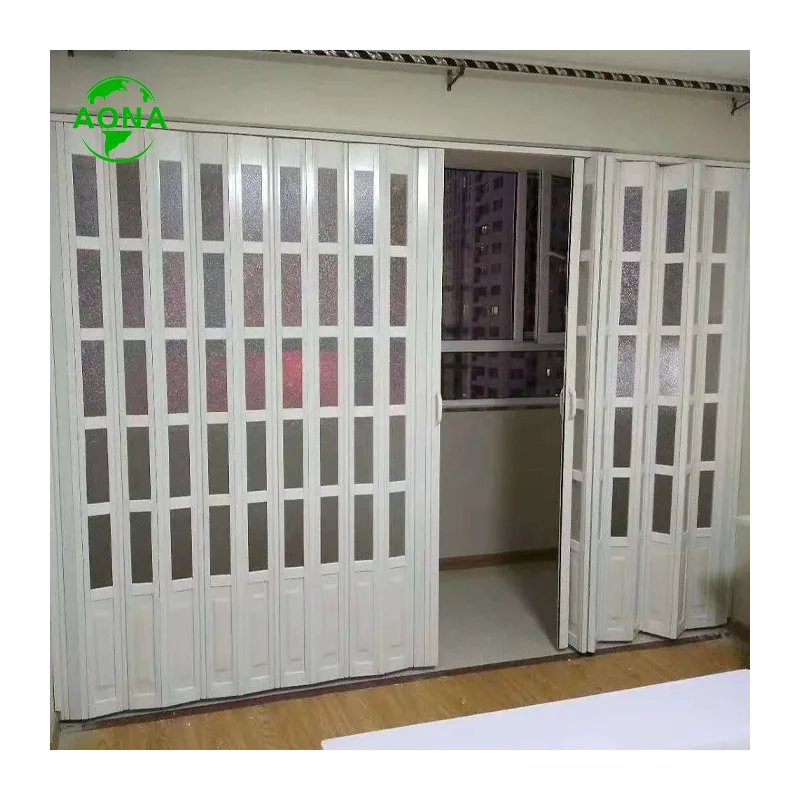PVC Folding Door Sliding Door with Acrylic Panel with Wave panels - Accordion Folding Door