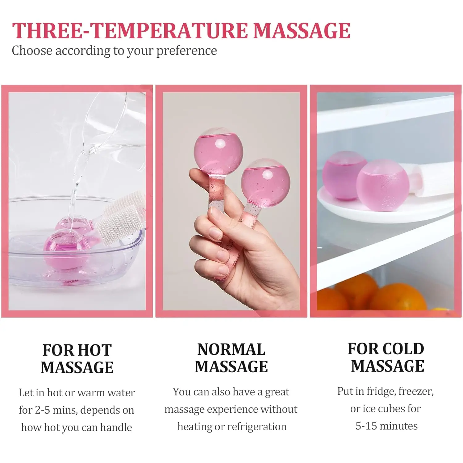 Reduce Puffiness Headaches Enhance Circulation Complexion Cooling Glass Massager Skin Cold Facial Frozen Cryo Roller Ice Globes
