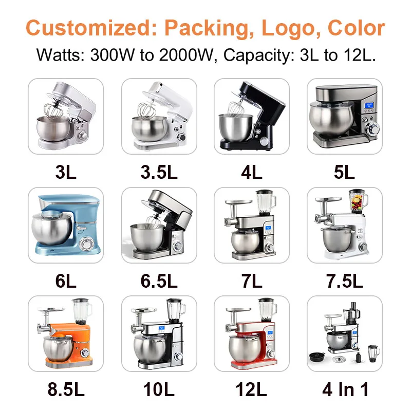 3L 5L 6L Kitchen Robot Da Cucina Batidora Electric Tilt Head Cake Mixer Machine Bakery Artisan Stand Food Mixer