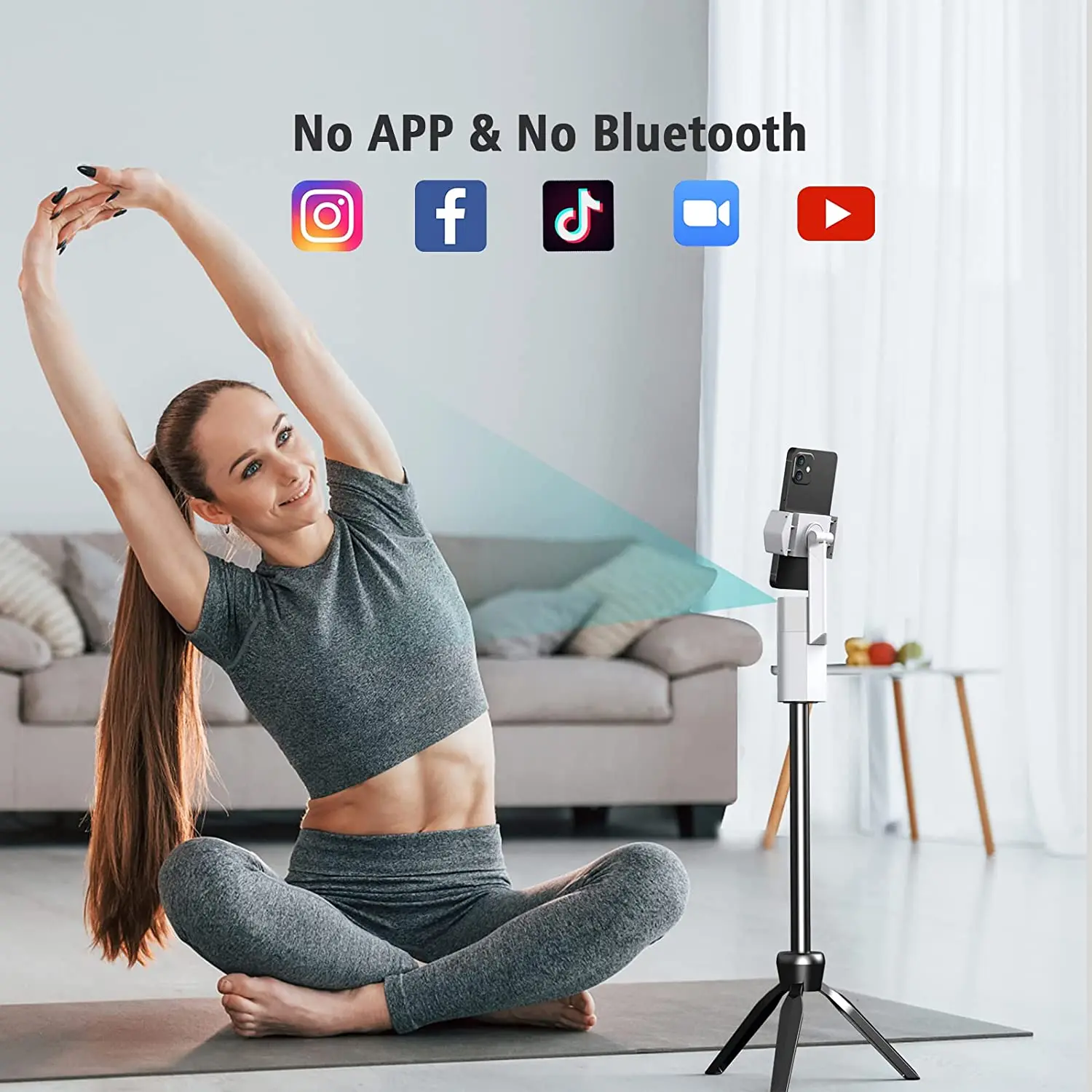 T8 White Black AI Tracking Phone Holder Gesture Control Foldable Cellphone Support Stand Wholesale Rotate Stand 360