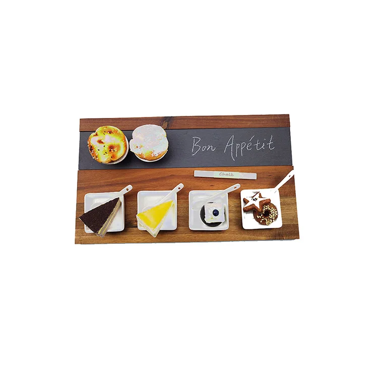 Прямоугольная сланцевая и деревянная доска для отделки стола, размер под заказ