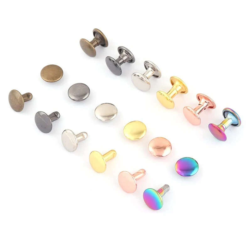 Factory Direct Sales Metal Round Head Rivets For Handbag Double Round Studs Spikes Rivet For Leather Bag Decorative Button
