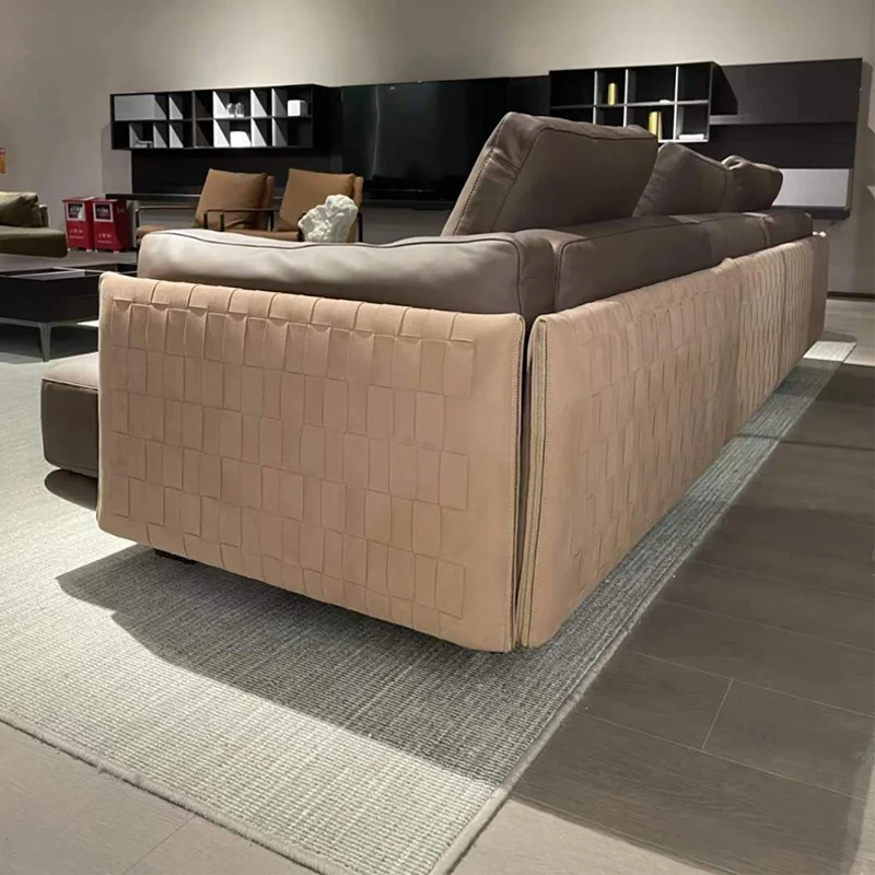 PALISI High quality High end Italian Leather Sofa Set Furniture Modern 4 seat Genuine leather couch set living room