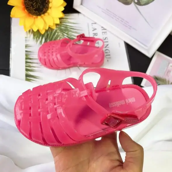 Solid color kids jelly sandals