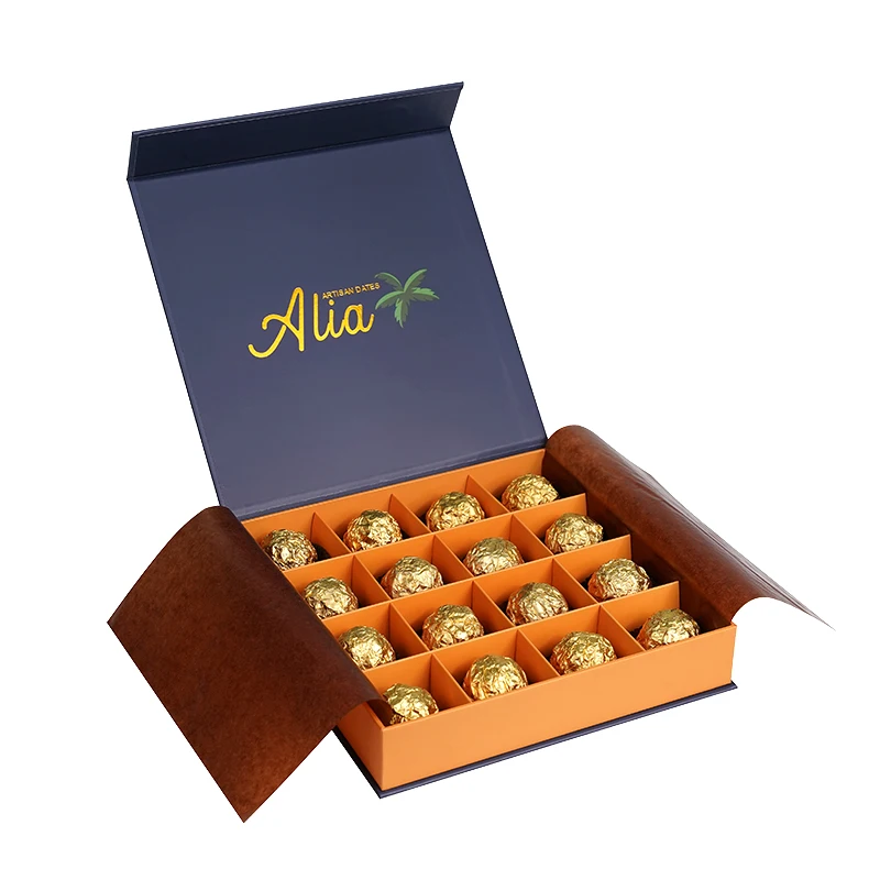 Wholesale Custom Printed Food Paper box Grade Rigid Cardboard Candy Chocolate Baklava Box