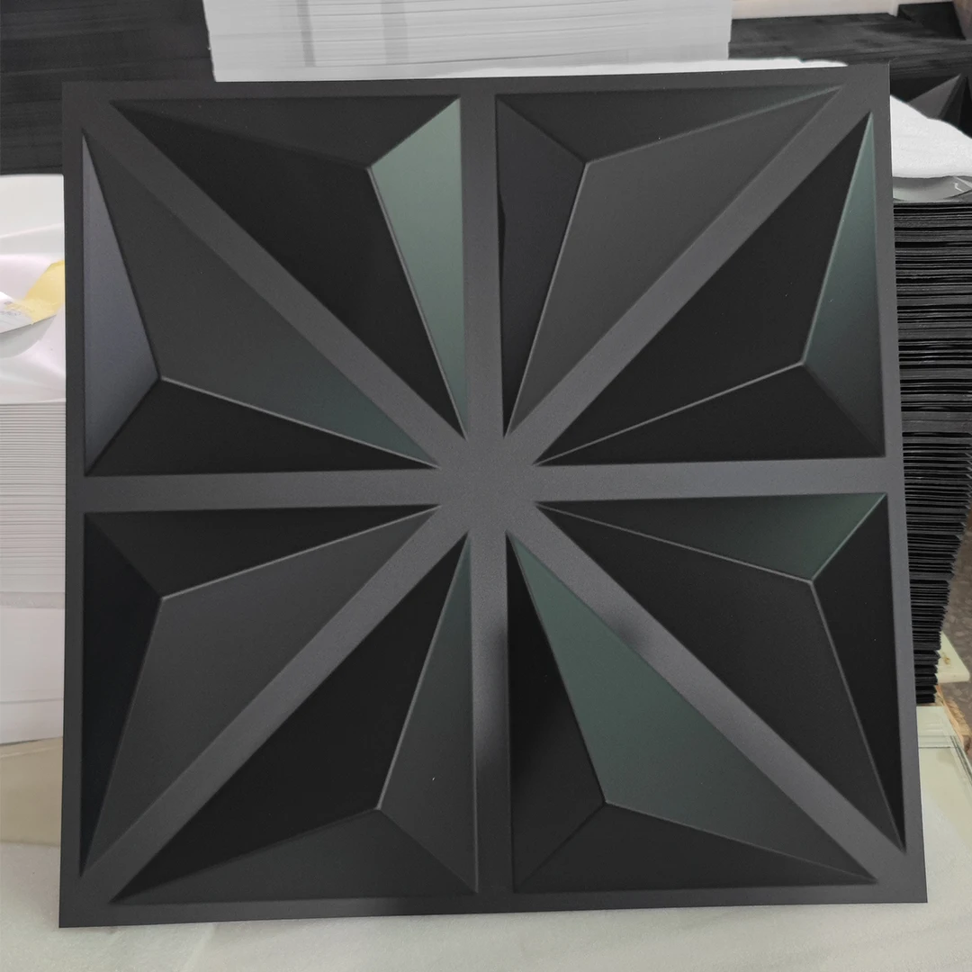 Декоративные 3D стеновые панели Алмазная звезда текстурированные черные ПВХ