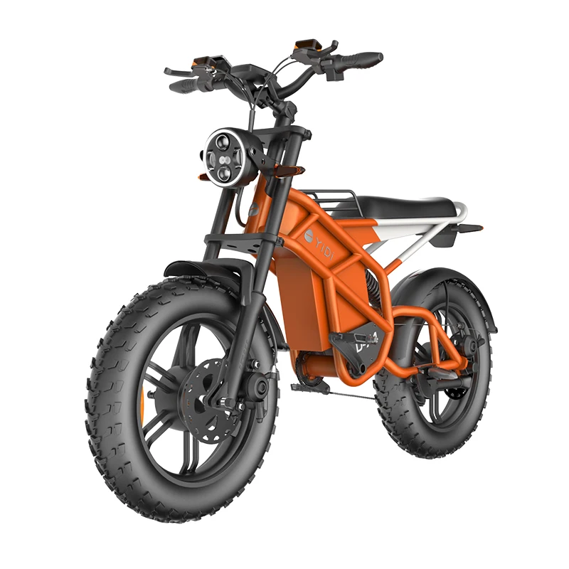 750W/1500W Electric 20Inch Fat Tire Bike Fat Tire Long Range Beach Cruiser Bike Pedal Electric Snow Orange Cruiser Bikes