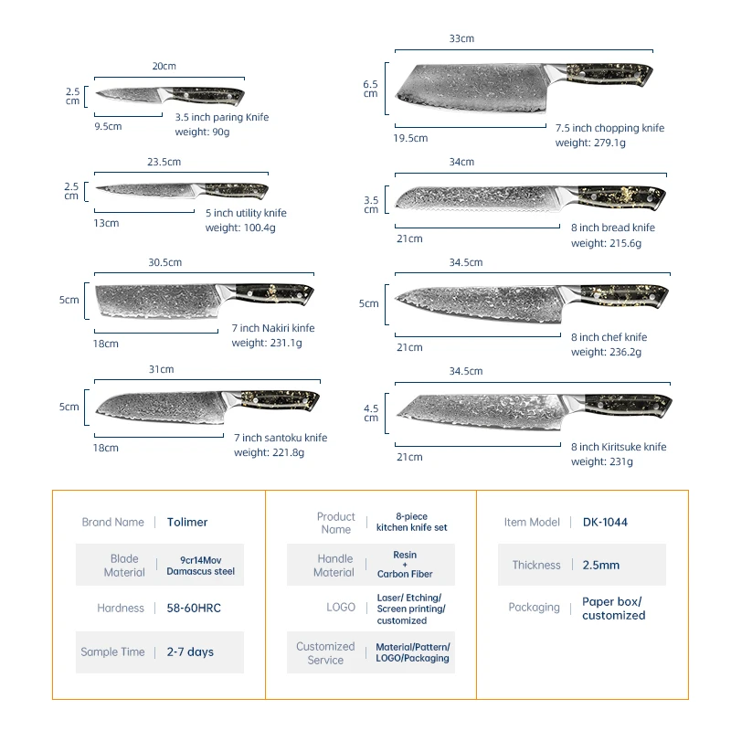 High end Japanese Kitchen knives set 67 layers 9cr14Mov Damascus steel Chopping knife for kitchen