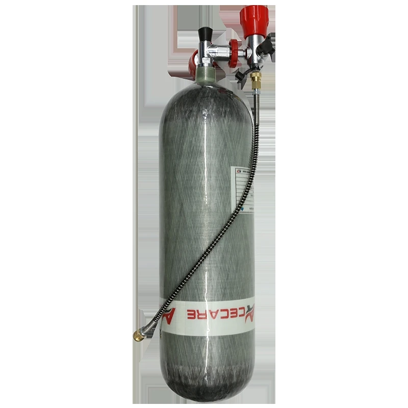 Acecare 6.8L CE 300Bar Paintball Gas Cylinder with Red Gauge Valve and Filling Station