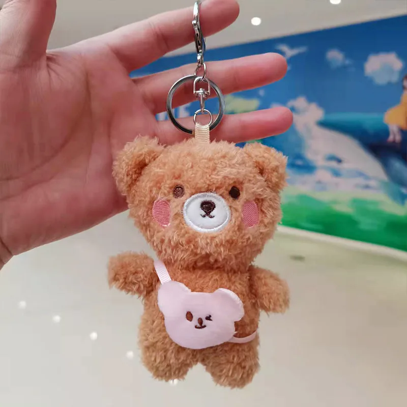 Kawaii Plush Keychain Stuffed Toys bear Toy School bag /handbag Decoration Charm Cartoon Keychain For Girls Christmas Gift
