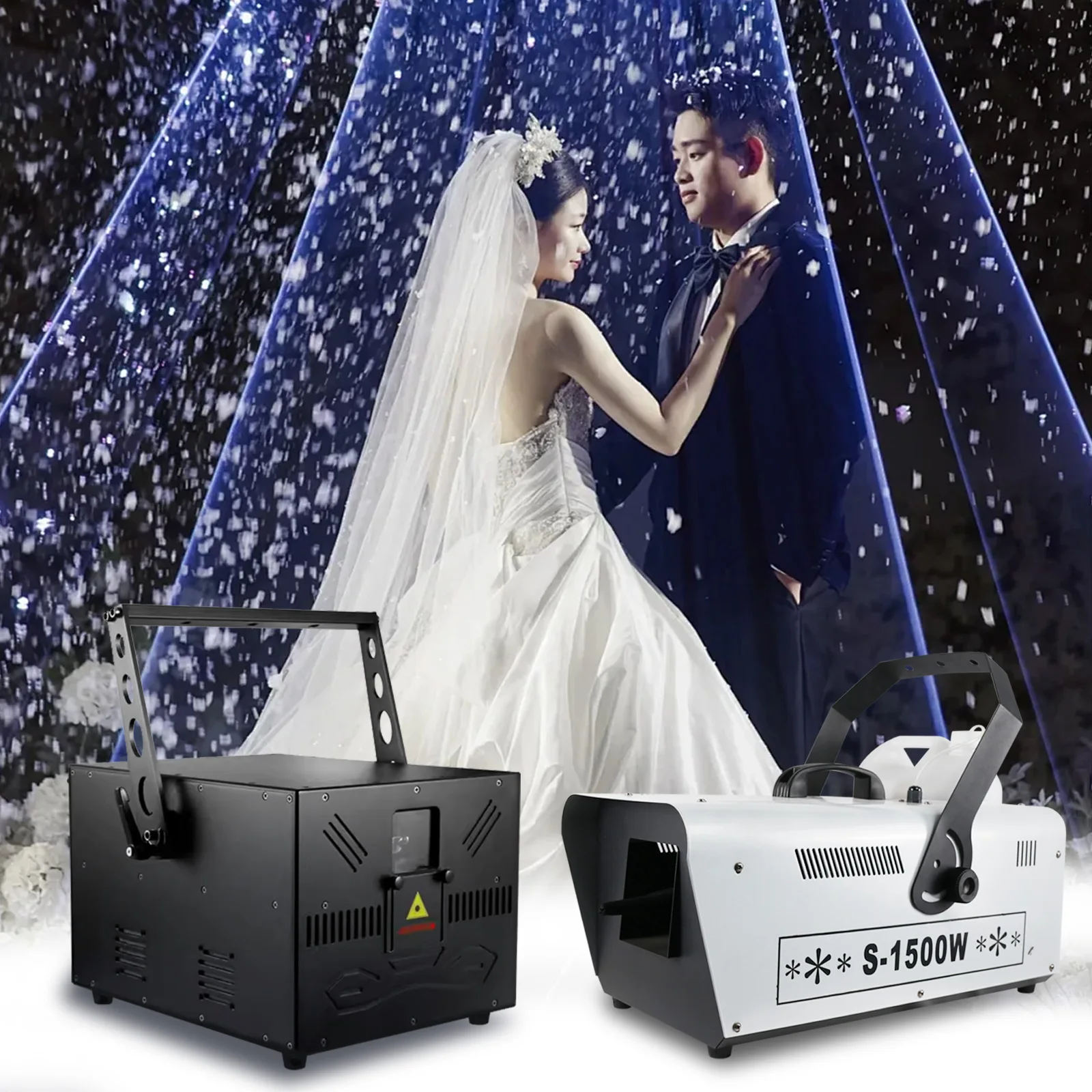 10W Laser 1500W Snow Machine Decoration Groom Show Light Combination Diamond Wedding Marriage Bride