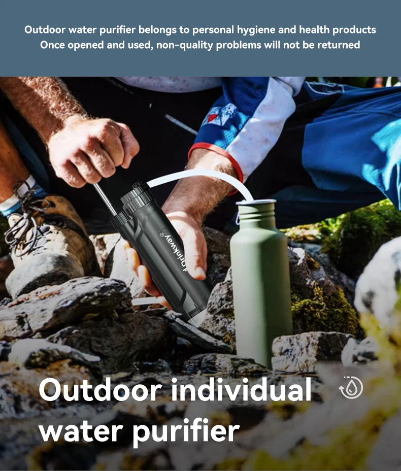 Portable Outdoor PVC Water Purifier Filter Individual Emergency Direct Drink for Camping Hiking Climbing Fishing Swimming