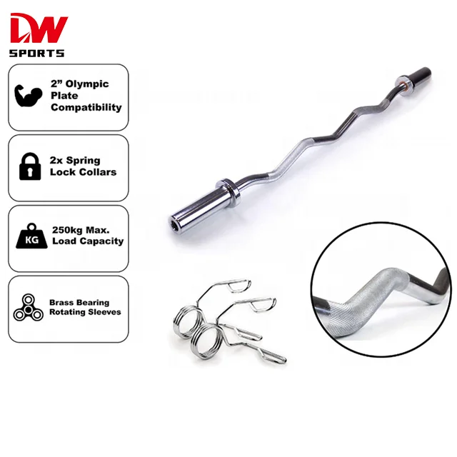 DW Sports Crossfitness Bar Competition Barbell Curl Bar with Spring Collars Gym Weightlifting 4ft Steel Unisex Universal 1.8 M