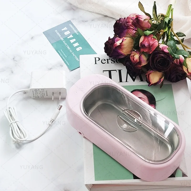 Новинка, аппарат для чистки ювелирных изделий 12 В 48000 Гц, маленькая Мини-машинка для мытья, ультразвуковой мини-очиститель из нержавеющей стали 304