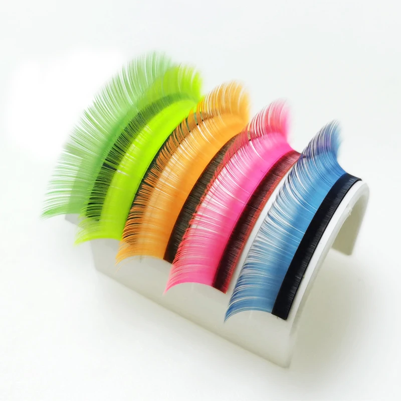 wholesale supplies neon vu colorful individual eyelash extensions easy to make fan private label colored eyelash extension