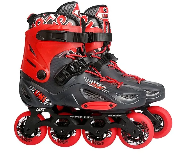 macco high quality freestyle slalom FSK ABEC-7 adult inline skates PP hard shell 85A wheel  black&red black&white
