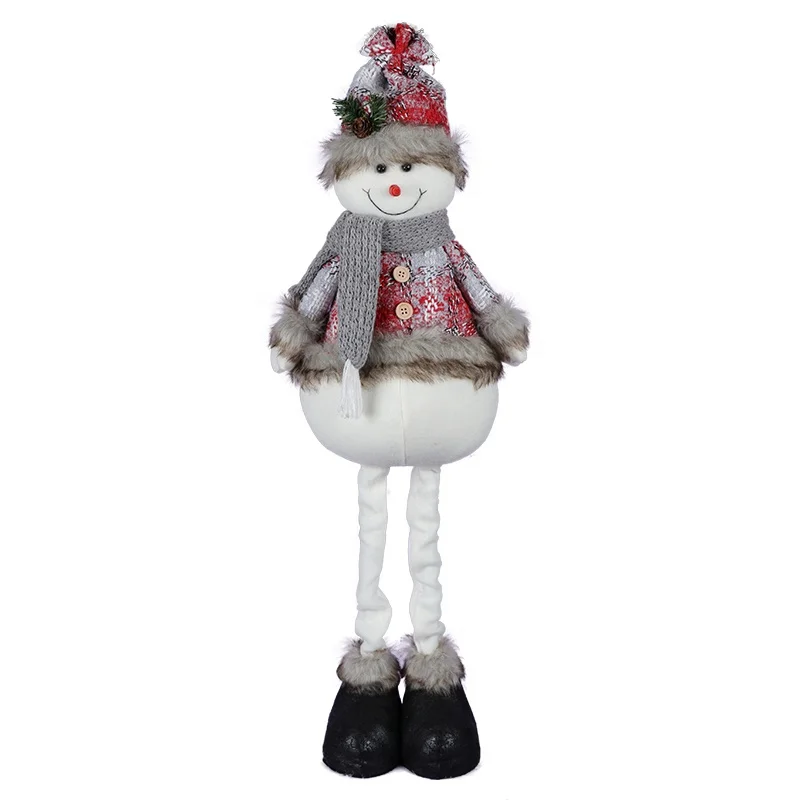 32 inch indoor red and grey christmas decorations doll plush santa snowman reindeer with telescopic legs