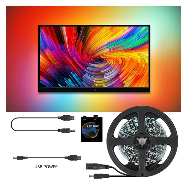 Умный цветных (RGB) светодиодных лент свет сон цвета окружающего телевидении подсветка 5V 12V WiFi Alexa ленты USB HDMI кабель для синхронизации коробка экрана светодиодного светильника
