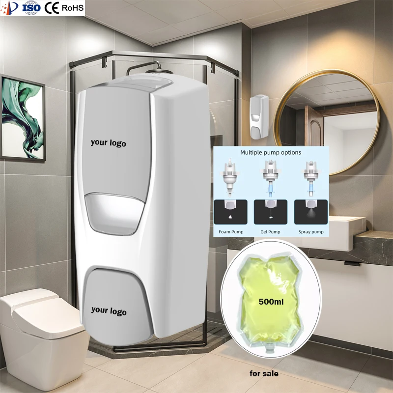 Factory Hot Sale 500ml wall mounted manual foam liquid soap dispenser with refillable bottle