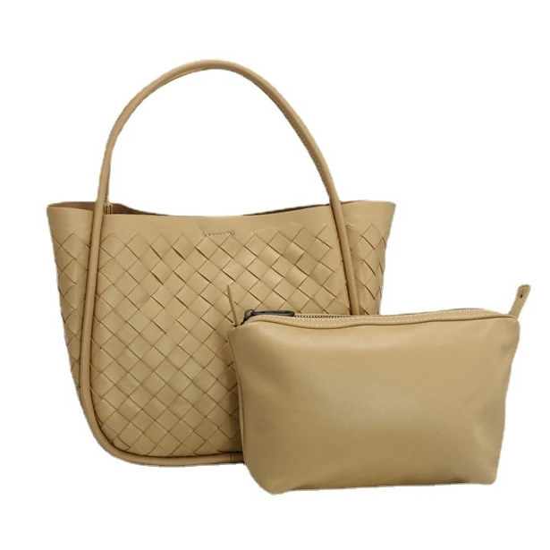 Soft sheepskin hand-woven handbag for women Luxury genuine leather large capacity shoulder bag Blank logo designer bag