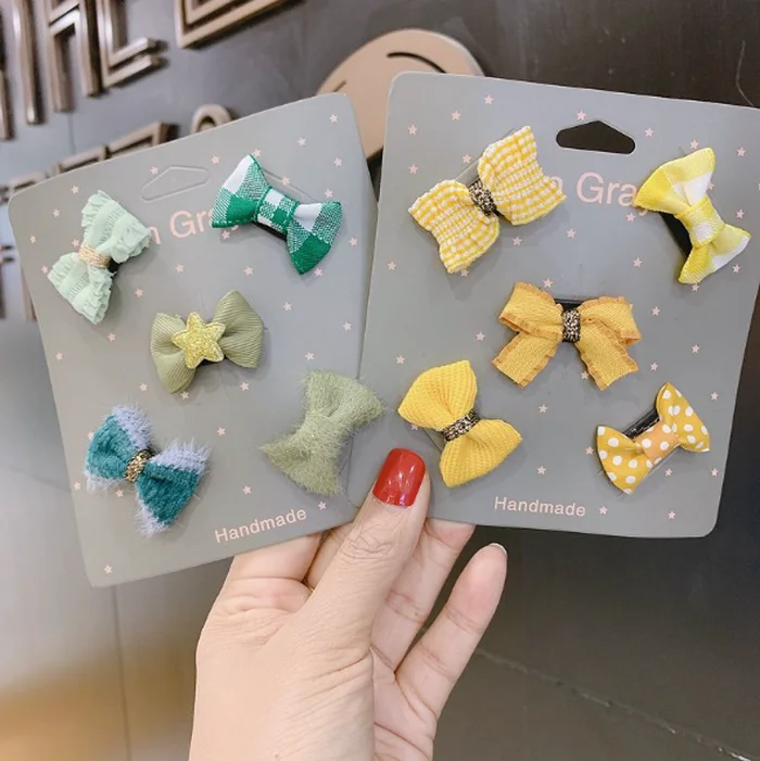 new arrival infants 5pcs mini hair clip set girls multi design bowknot barrette baby princess bobby pin