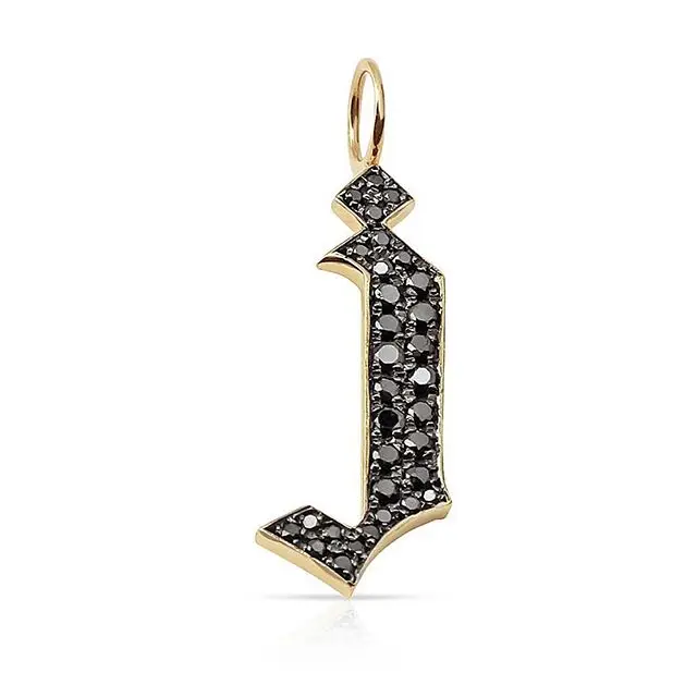 Silver Base 14K Gold Plated 2 Microns Gold Vermeil Black Crystal Necklace