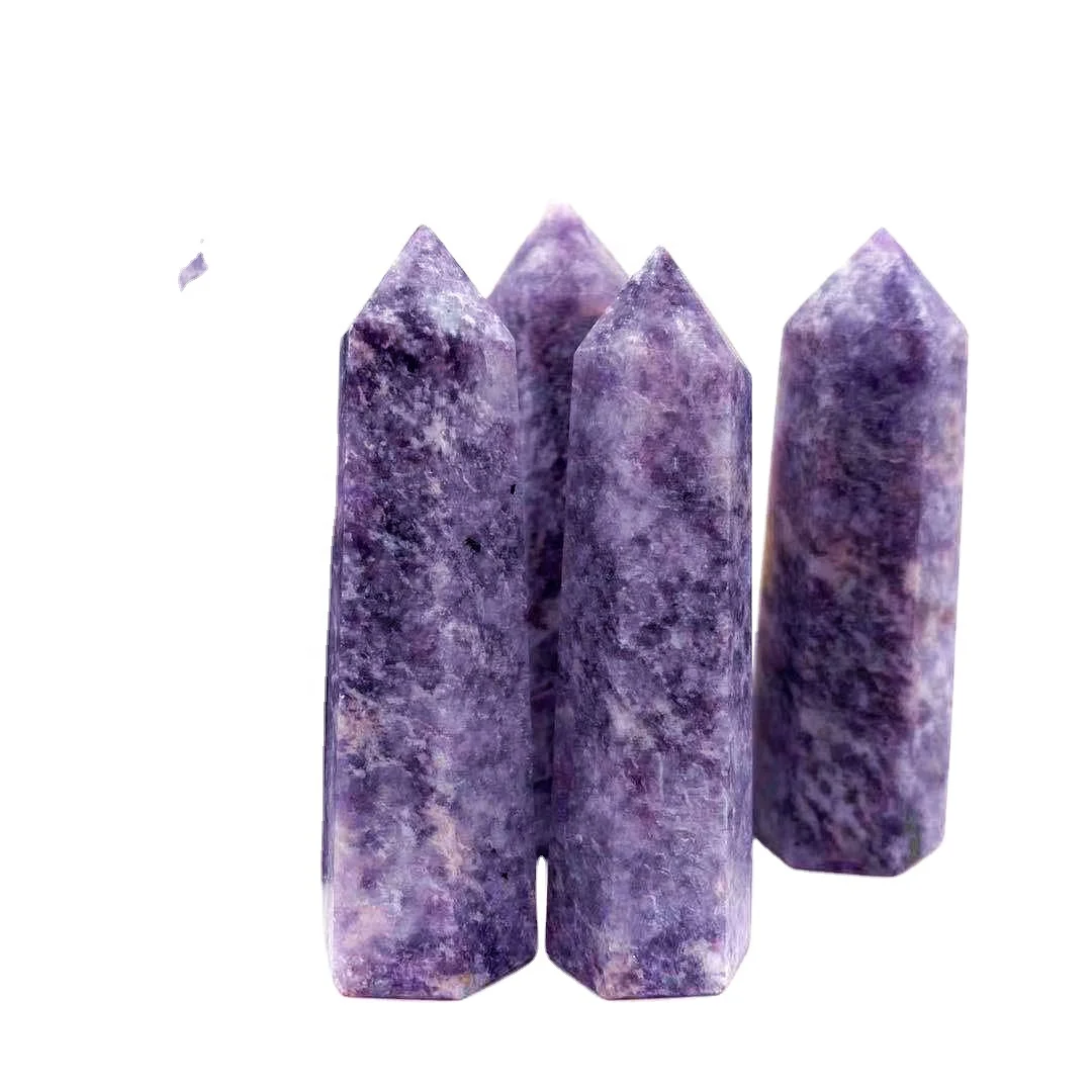 Wholesale natural magic wand tower folk crafts purple lepidolite crystal point folk crafts