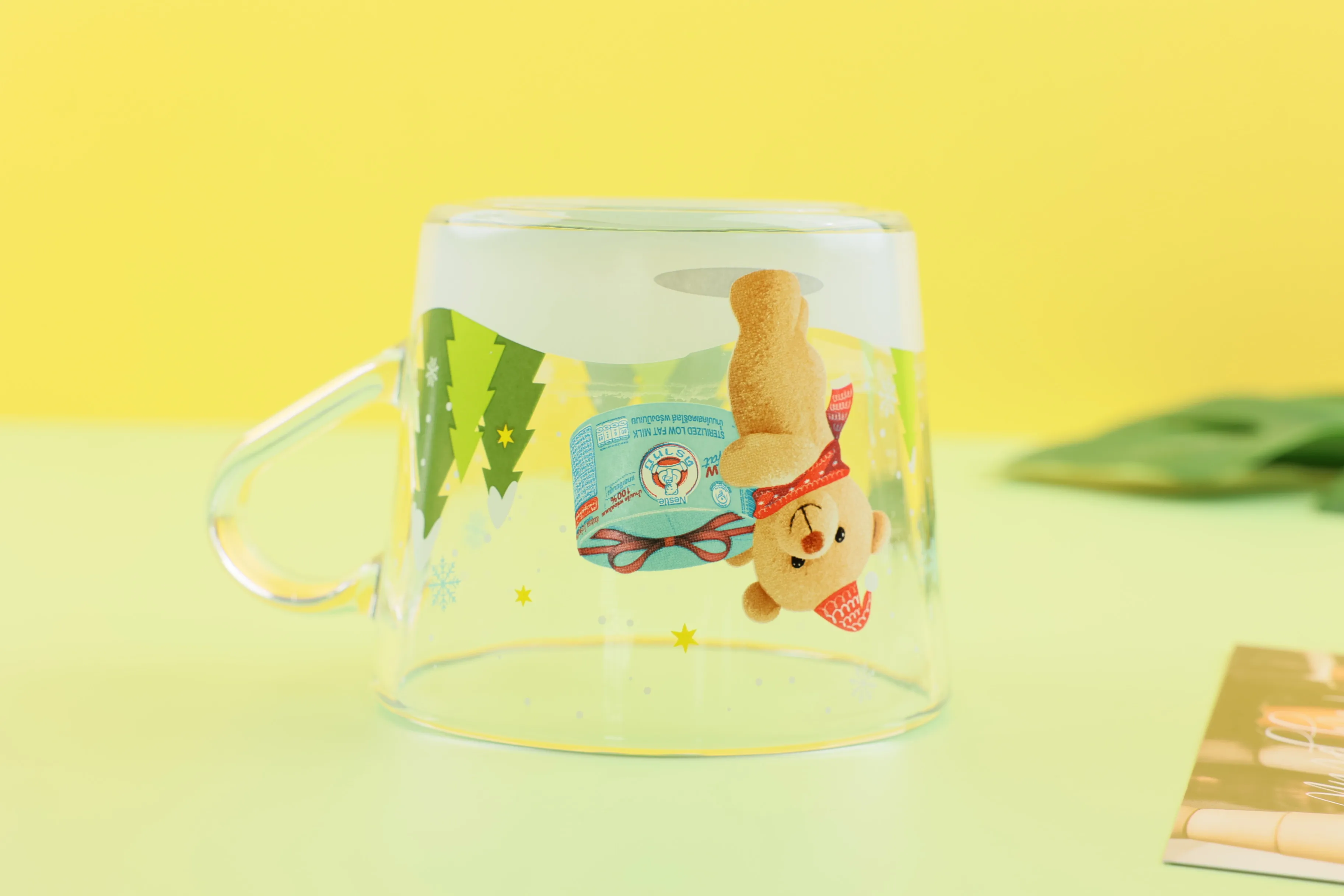 Coffee Mugs Glass Sublimation Bear 11 Oz Beer Wholesale DIY Clear Cup with Handle for Milk Juice F&N Beverage