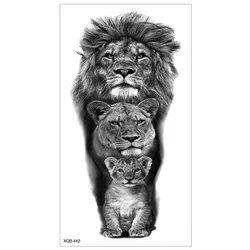 Large Tribal Lion Warrior Tiger Wolf Flower Skull Tattoo Stickers Halloween Black 3D Realistic Tatoo Animals