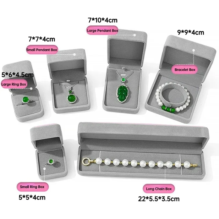 Custom Logo Square Velvet Jewelry Packing Box Gift Display Case Ring Earrings Pendant Bracelet Necklace Box Velvet Jewelry Boxes