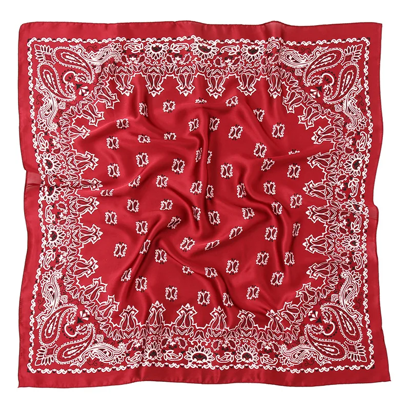 Bulk Wholesale 70x70cm Soft Silk Bandanas Custom Paisley Prints Women Satin Scarf