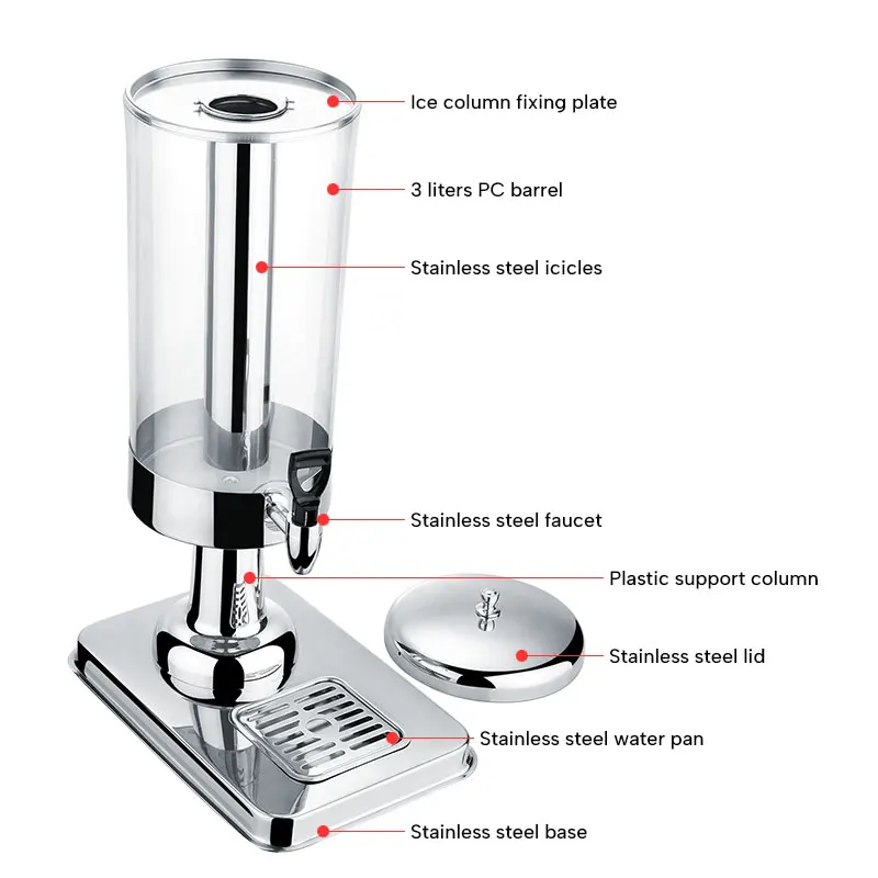 3L Stainless Steel Beverage Soda Juicer Dispenser Wholesale for Hotels Restaurants for Processing Juice Drinks