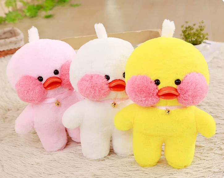 30cm/50cm/80cm Cartoon LaLafanfan Cafe Yellow Duck Plush Toy Stuffed Soft Kawaii Duck Doll XMAS Gift for Children