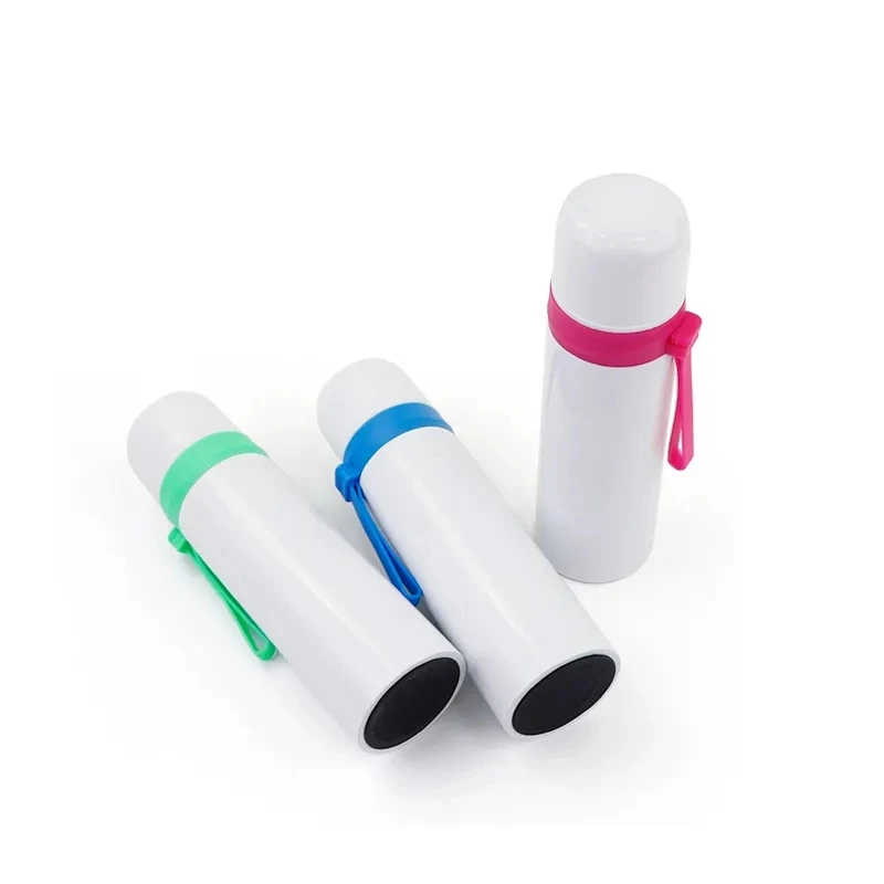 304 Stainless Steel Vacuum Flask 500ml Sublimation Thermos Cup Hot & Cold Bottle with Rubber Rope Glass Plastic & Metal Material