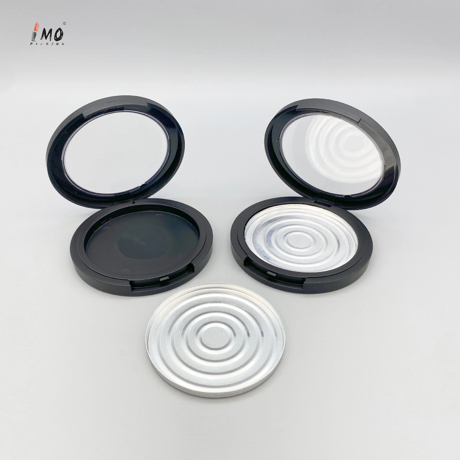 59mm black round shape loose powder case container packaging empty compact powder case