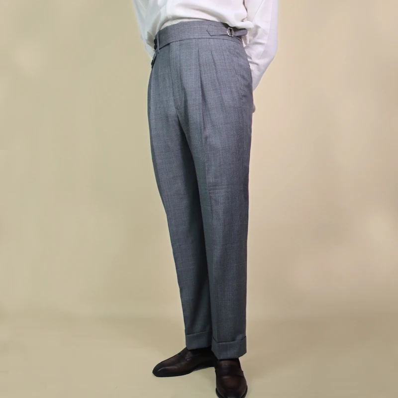 MTM Italian Style Naples Custom Mens Trousers For Tailor Shop 100%Wool  Bespoke Half Hand Made Casual  Pant For Man