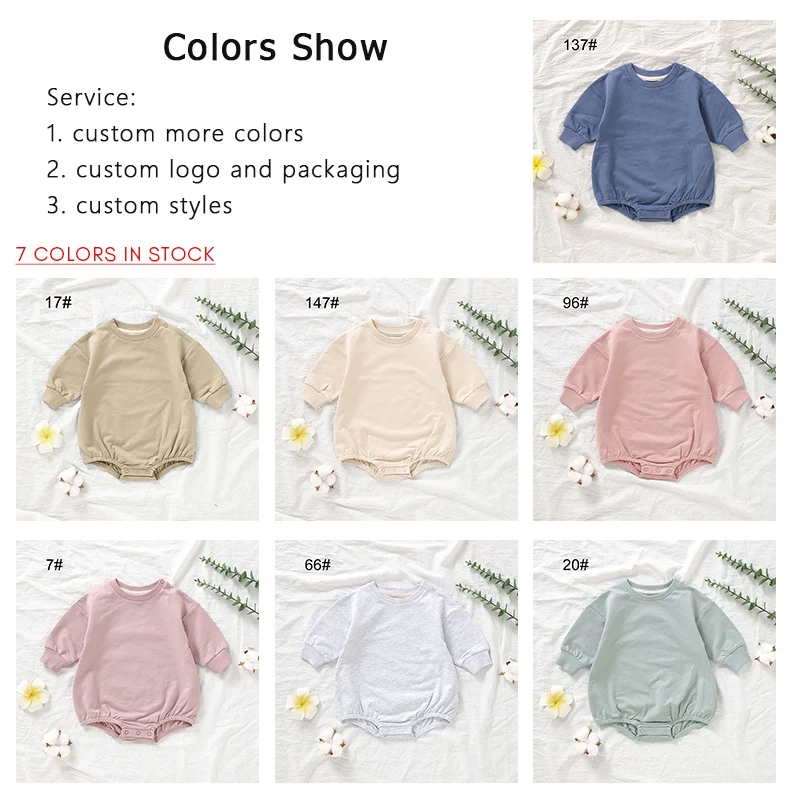 2024 New Baby Boutique Romper 100% Organic Cotton Solid Sweater Long Sleeved Baby Rompers 0-3 months