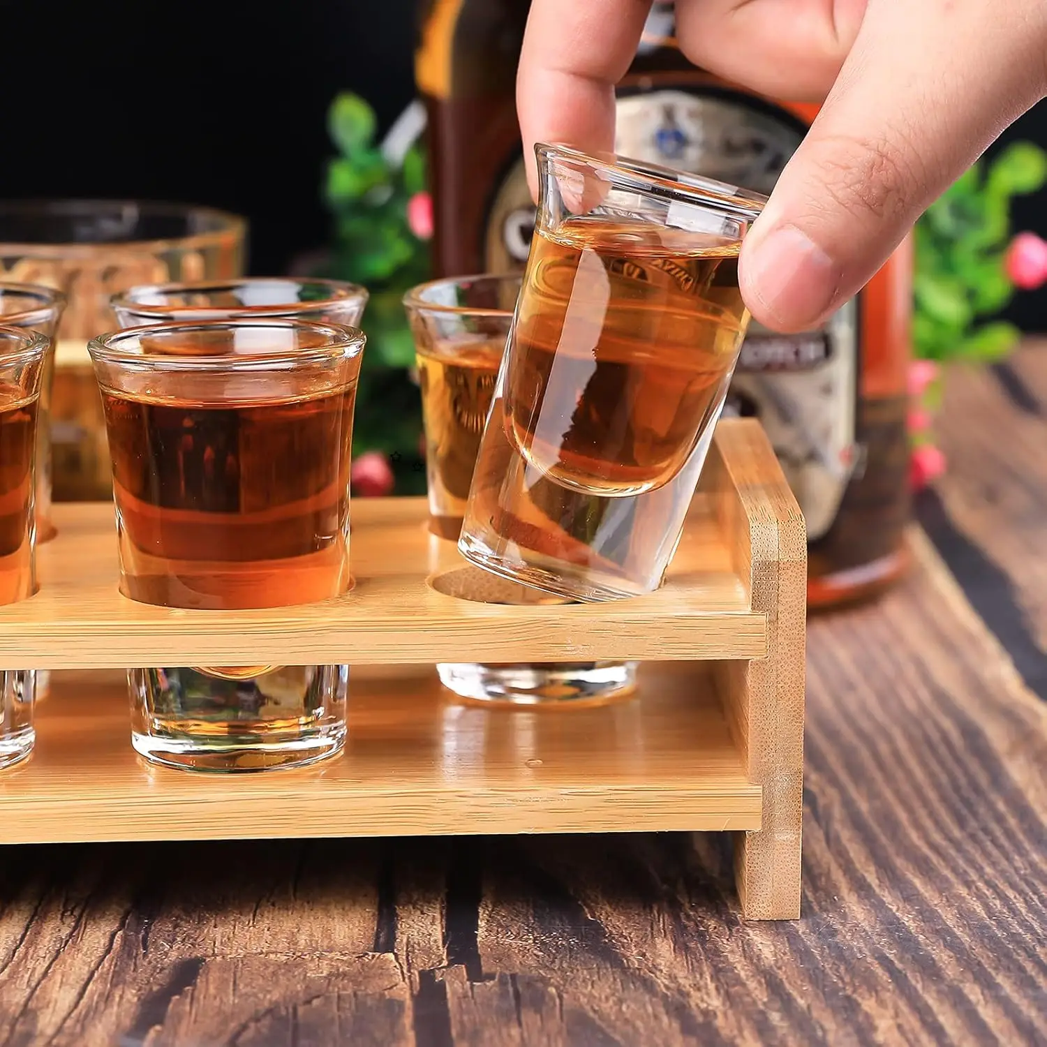 Factory Manufacture wooden natural handmade custom flight board wood Shot glass Tray
