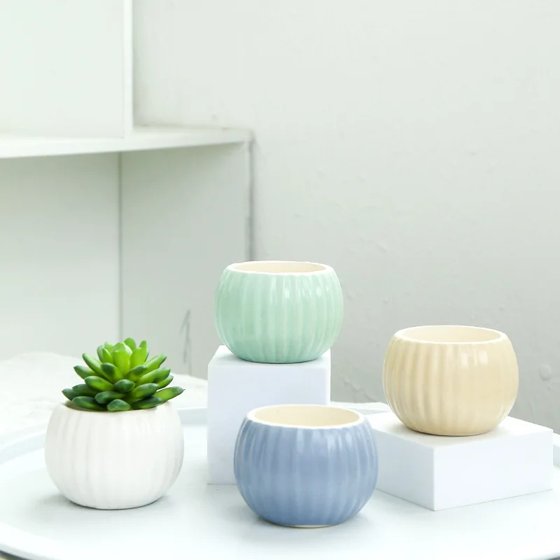 High Value Five Colors Optional Minimalist Style Customized Logo Acceptable Ceramic Flower Pot