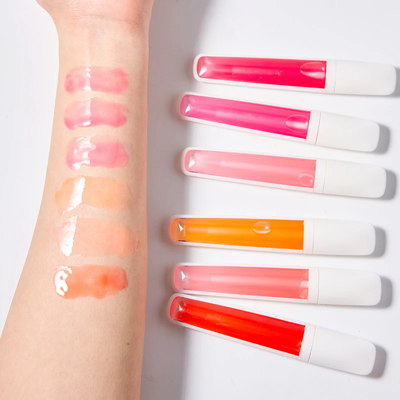 Jelly Lip Plumper Gloss Base Strawberry Lip Gloss Vendors Glossy No Logo Custom Private Label Moisturizing Fruit Lip Gloss