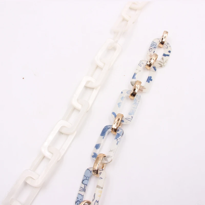 Youmeiya Wholesale Plain Printed Long Resin Acetate Handbag Sunglasses Accessories Rope Acrylic Link Chains